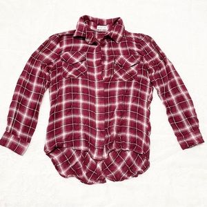 Sugar Lips Women’s flannel fishtail roll up cuff sleeve zipper detail shoulders